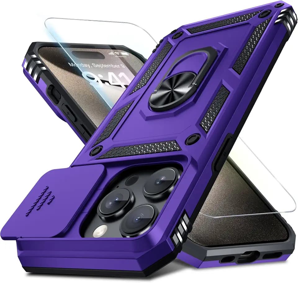 for iPhone 15 Pro Max Phone Case Built in Slide Camera Lens Cover
