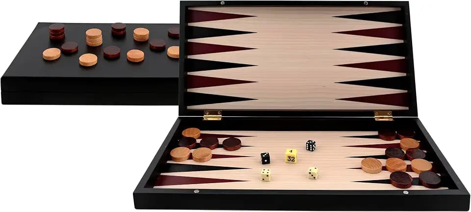 Aquamarine Games -Backgammon Black Series, Schwarz, NO-Value (Compudid CP033)