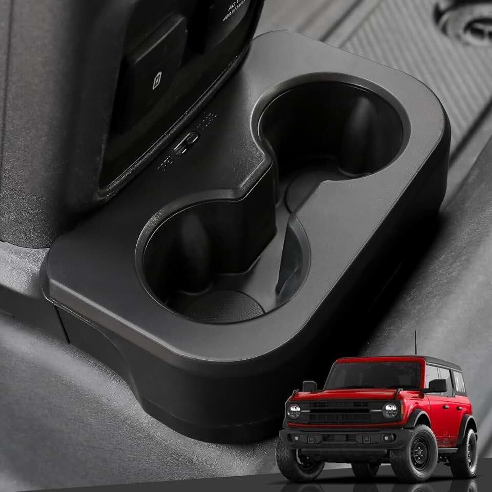 Mabett Upgrade Removable Rear Dual Cup Holder for Ford Bronco 2021-2024 2/4 Door Bronco Accessories (Not for 2025 2026)