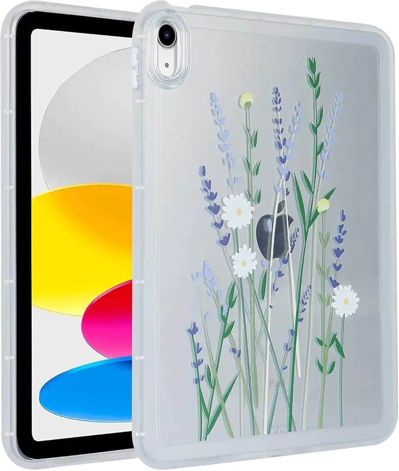 Case for Samsung Galaxy Tab A7 Lite 8.7 inch 2021 (SM-T220/T225/T227) Frosted Translucent Clear Slim Lightweight Cover Soft TPU Back Shockproof Anti-Yellowing Protective Shell, White Flower