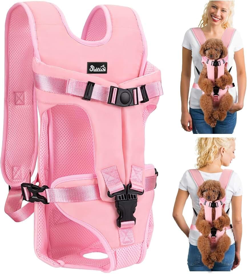 Nasjac Hunderucksack, Verstellbarer Frontträger für Haustiere, Beine draußen & einfach anzupassen & atmungsaktive Sicherheits-Tragetasche für Welpen und kleine bis mittelgroße Hunde zum Campen