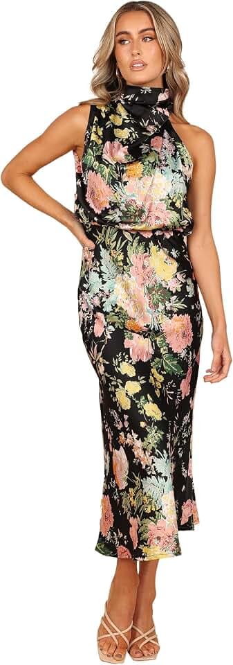 Petal & Pup Women's Anabelle Halter Neck Midi Dress