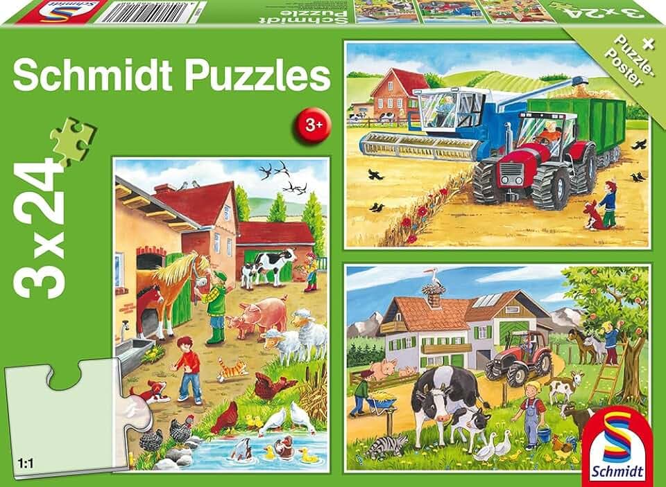 Schmidt Spiele 56216 Auf dem Bauernhof, 3x24 Teile Kinderpuzzle