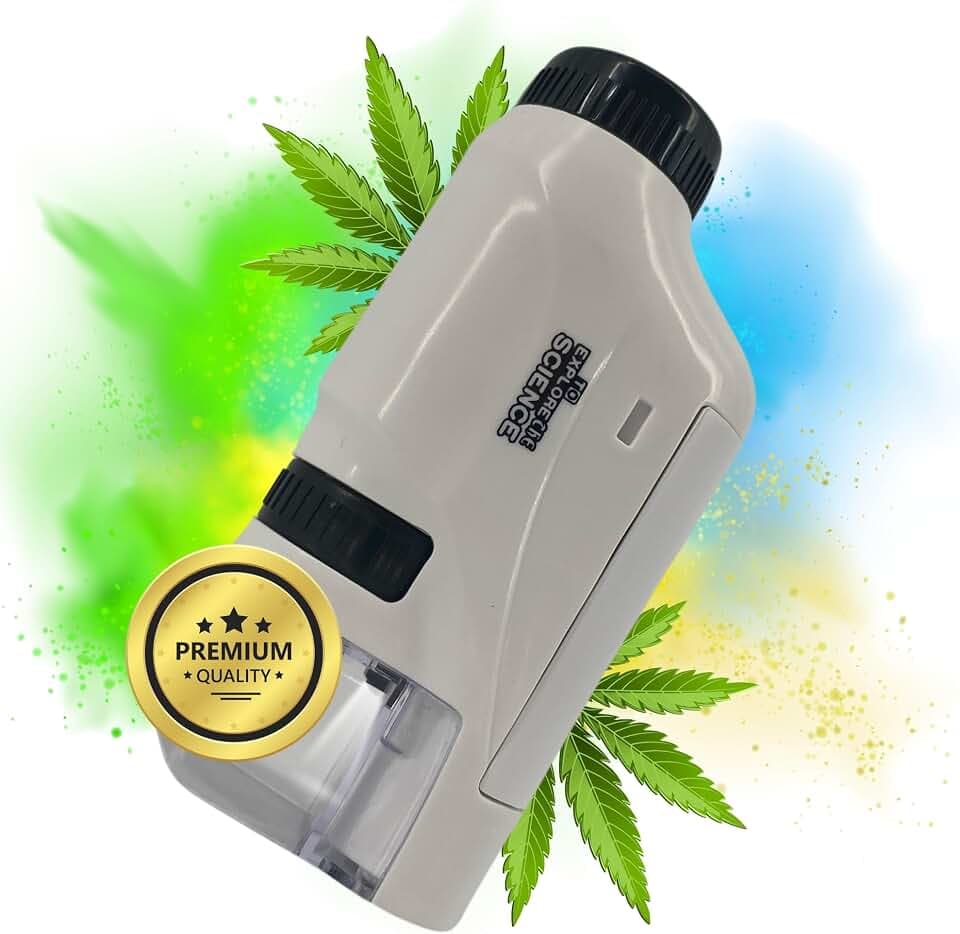 TronicXL Grow Taschenmikroskop 60x - 120x Lupe Mikroskop für Trichome Ernte Zubehör für Growbox Grower Erntehelfer Prüfung Messgerät Schädlinge Pilze