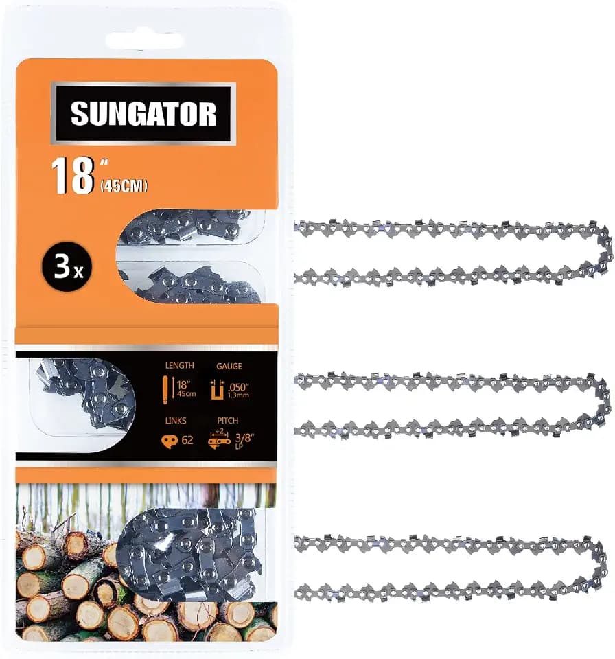 SUNGATOR 3-Pack 18" Chainsaw Chain,3/8" LP Pitch .050" Gauge,62 Drive Links
