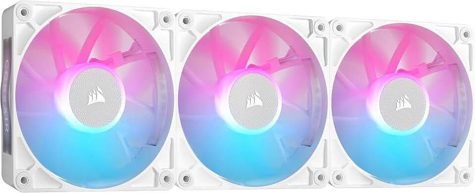 CORSAIR iCUE LINK RX120 RGB 120mm PWM-Lüfters mit iCUE LINK System Hub - Magnetisches Kuppellager - Dreierpack - Weiß