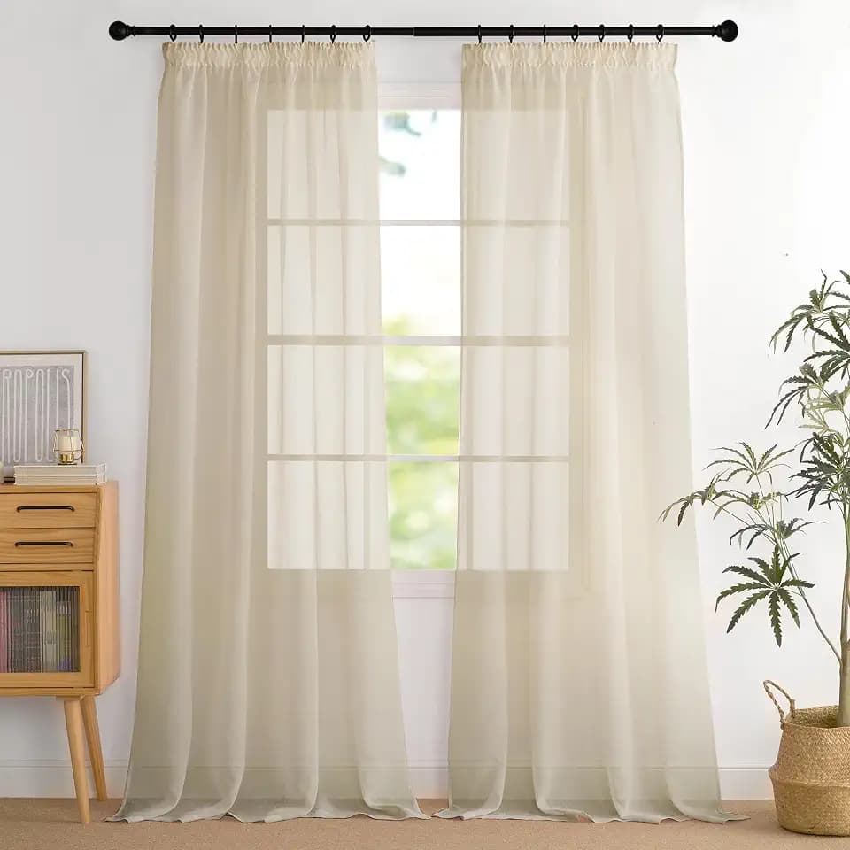 PONY DANCE Stores Gardinen mit Kräuselband Vorhang 200cm Lang Transparent