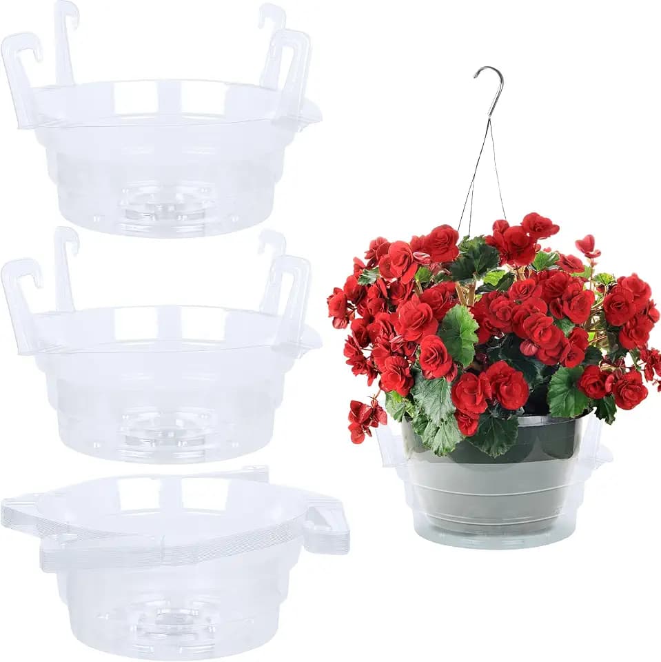 Miuwauer 20 Pack of 8-inch Hanging Basket Water Catcher Plastic Hanging Plant Drip Pan Tray Plastic Saucers Liners for Indoor Outdoor Hanging Plants Baskets Flower Pots - Clear, Round