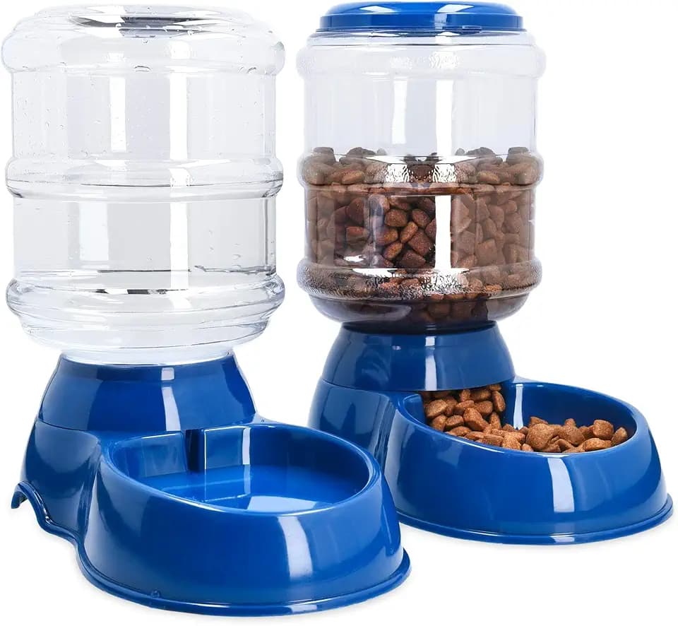 Navaris Futterspender und Wasserspender für Haustiere - Set zur Fütterung von Hund und Katze - Futterstation Futterautomat für Trockenfutter
