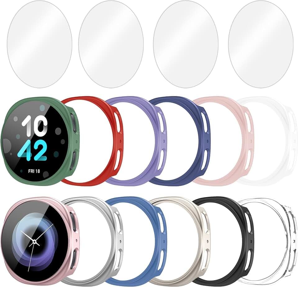 12+4 Pack Case with Tempered Glass Screen Protector for Samsung Galaxy Watch 9/8 40mm, Waterproof Hard PC Scratch Resistant Protective Cover