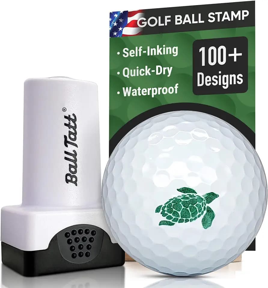 Golf Ball Stamp - Self-Inking Marker - Quick-Dry Permanent Marking Tool, No Leaks or Refills, Reusable & Waterproof Golfing Stamper - Ideal Gift for Golfers, Dads, (Animals and Plants)