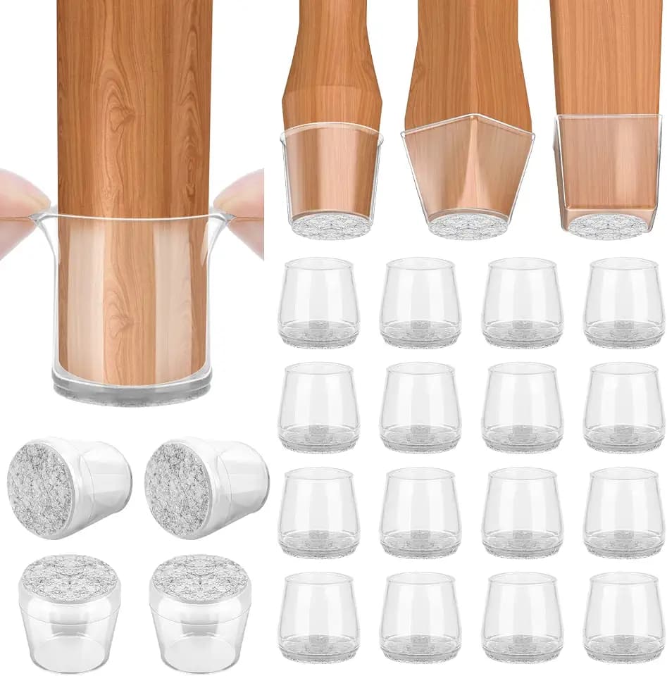 BALEINE 16PCS Silicone Chair Leg Floor Protectors for Hardwood Floors