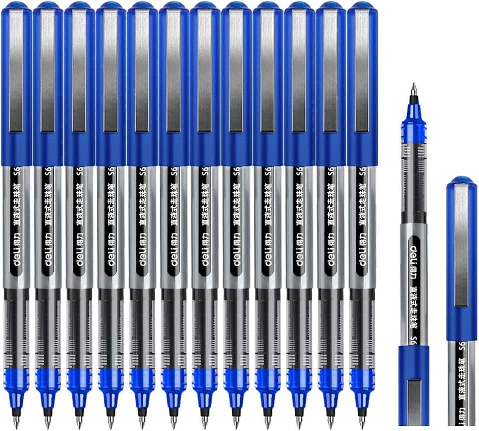 Surcotto Tintenroller Stifte blau, 0,5mm Gelschreiber, glatter Kugelschreiber, schnelltrocknend, flüssige Tinte, dokumentenecht, geeignet für Rechts- und Linkshänder, Schreibset – 12 Stück