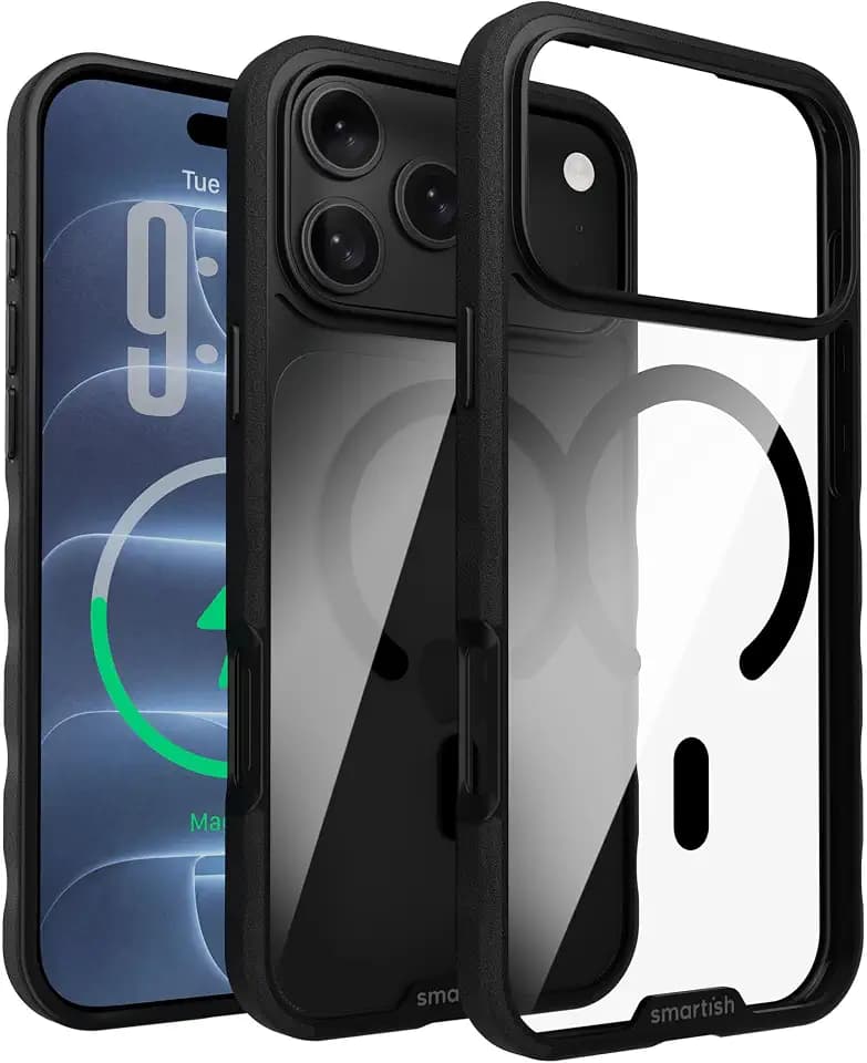 Smartish iPhone 18 Pro Max/17 Pro Max Clear Case MagSafe, Gripmunk, Black