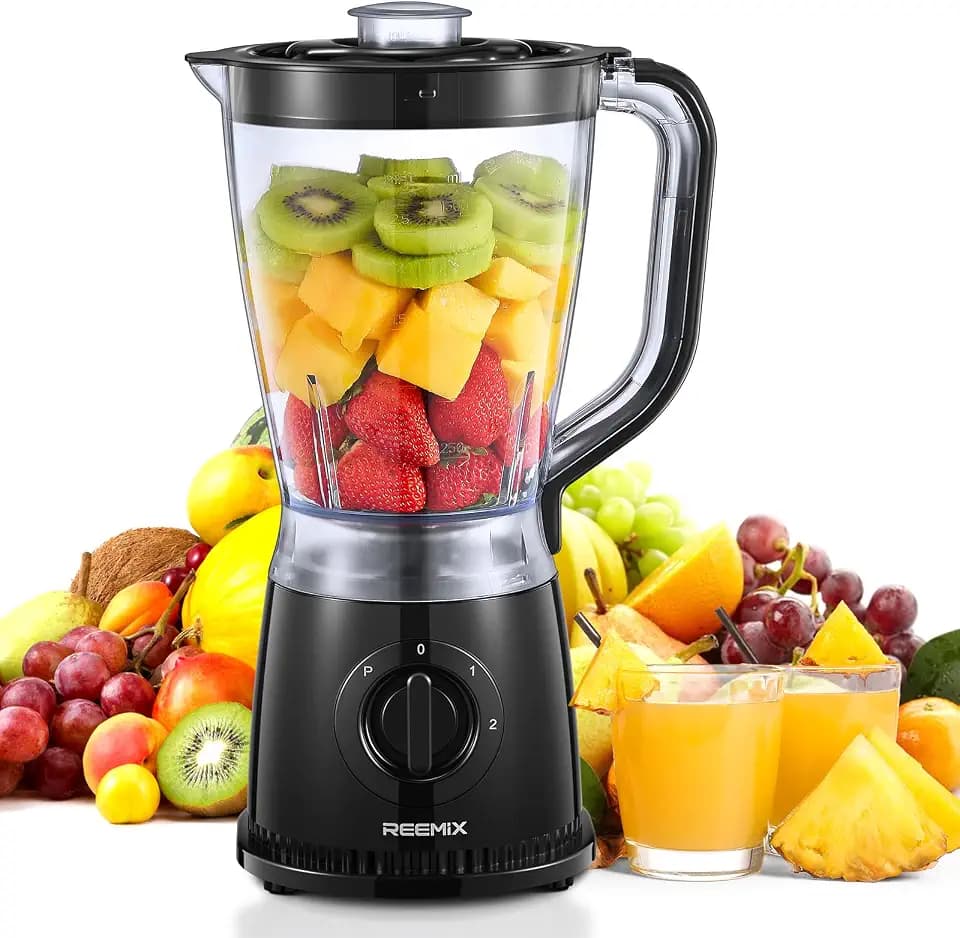 Reemix Standmixer 500W, 1,5L, 2 Stufen, Pulse, Edelstahlmesser