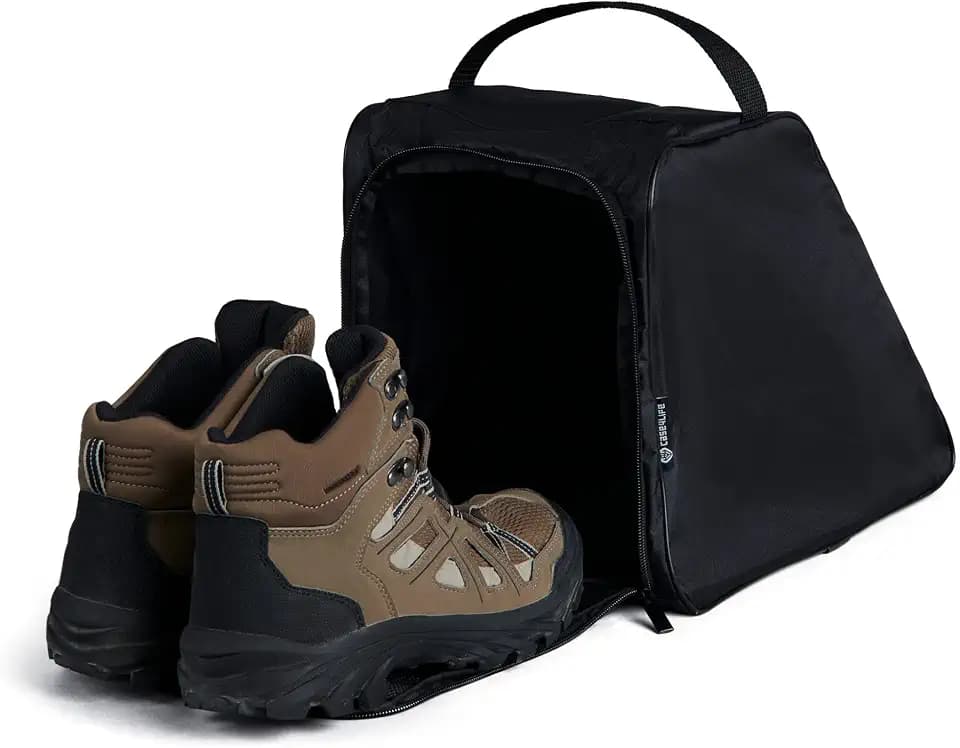 Case4Life Schwarze Wasserabweisende Stiefeltasche. Idealer Schuhbeutel für Arbeitsschuhe, Wanderschuhe, Kletter- oder Rugby-/Fußballschuhe