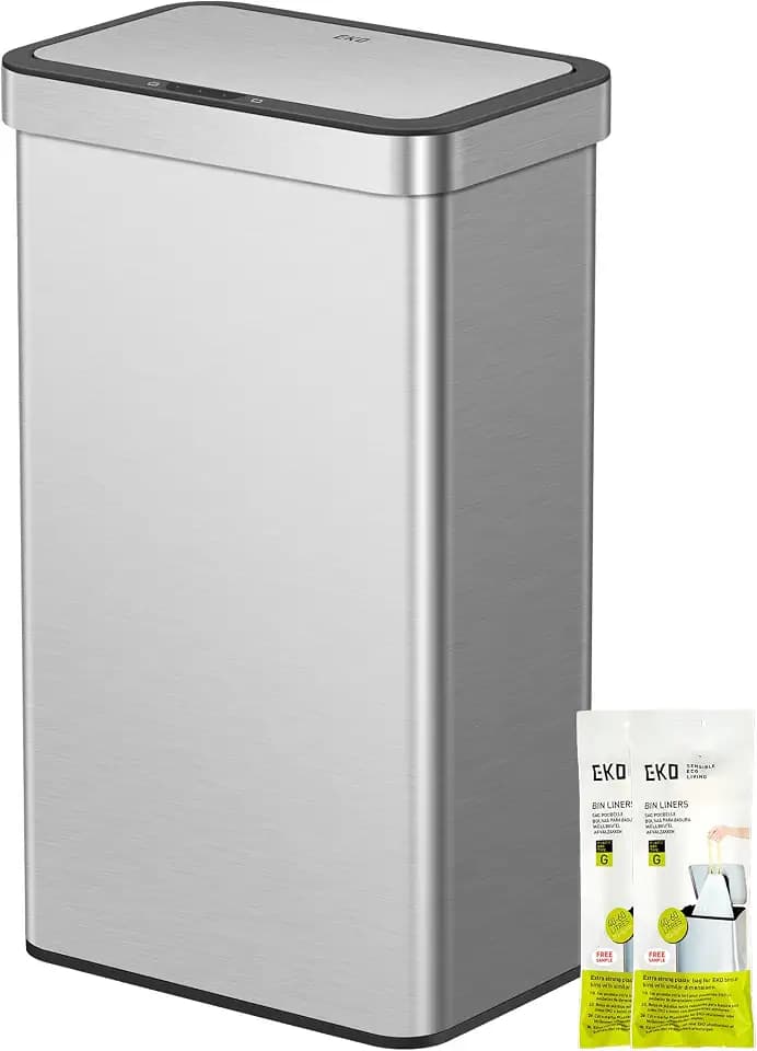 EKO 80L Sensor Mülleimer, großer Abfalleimer mit automatischer Deckelöffnung, Soft-Close-Deckel, fingerabdruckfreier Edelstahl, Beutelhalterung, elektrischer Mülleimer mit Stay-Open-Funktion