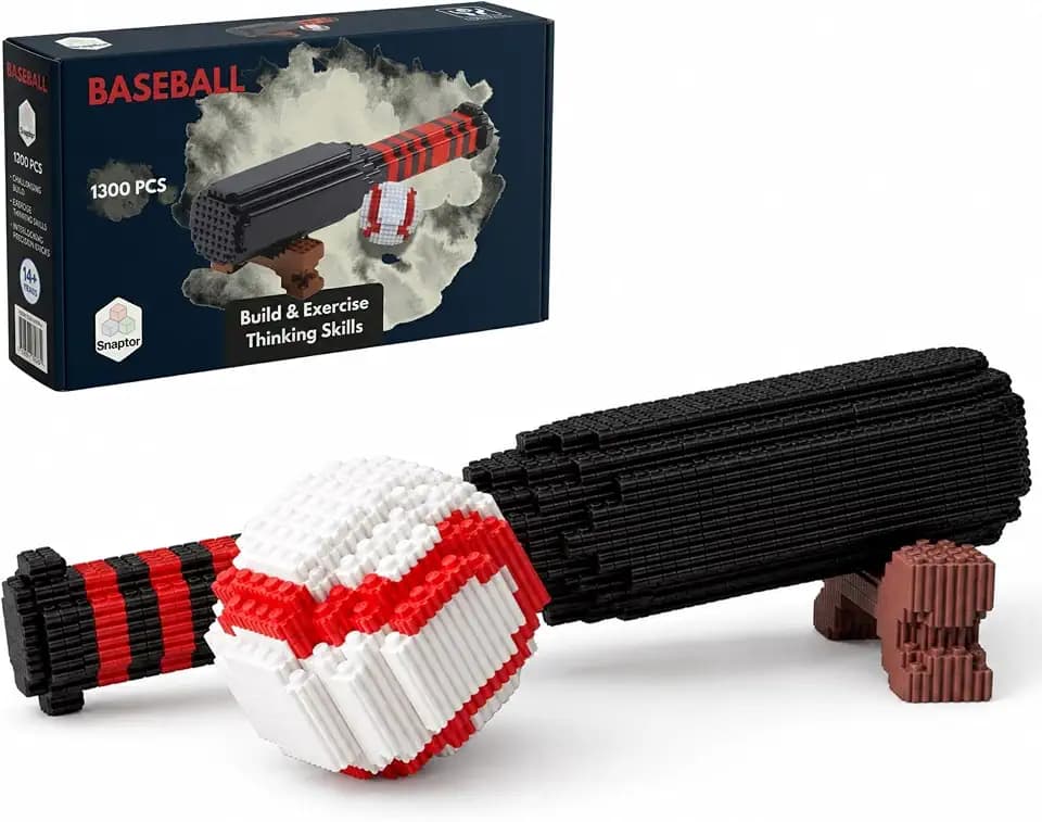 Baseball 3D Building Block Set - Ball and bat- Educational Toy - Perfect for Ages 14 15 16 Years and Above - Challenging, Creative Fun and Skill-Building - 3D Instruction (1300 PCS)