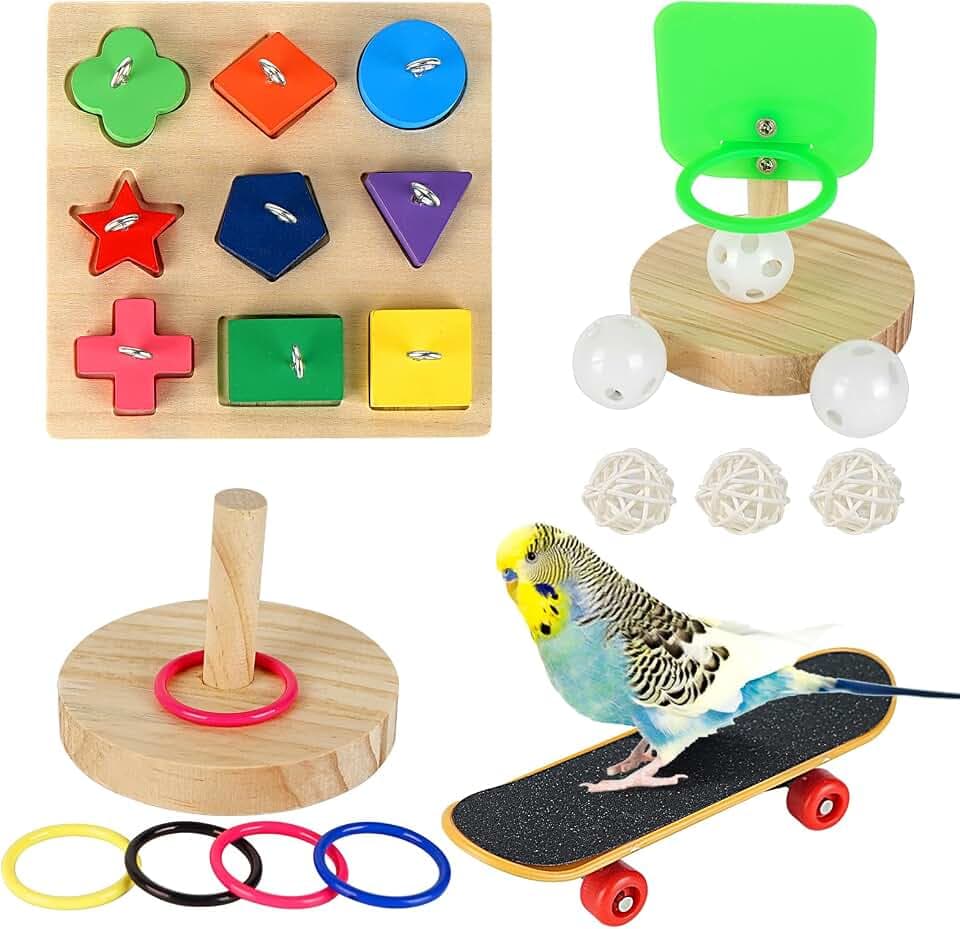 4 Stück Papagei Training Spielzeug Set Aktivitäten Intelligence Vogel-Spielzeug für Budgie Wellensittich Sittich Nymphensittich Papageien #7