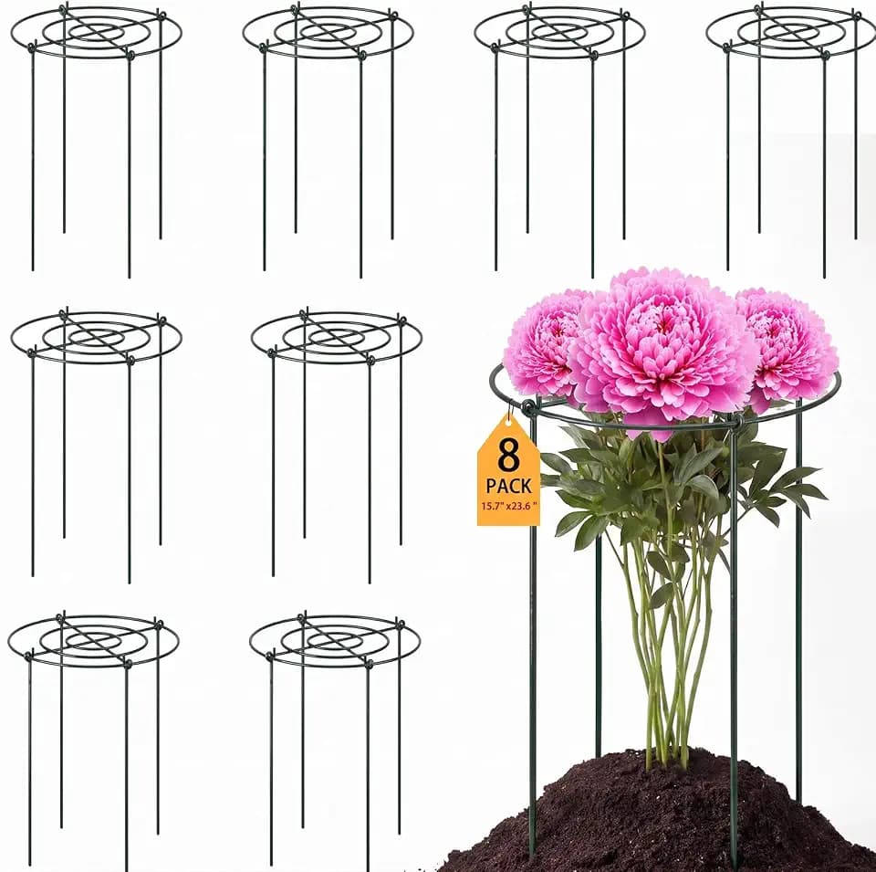 Pelopy 8 Pack 23.6" H x 15.7" D Large Peony Cages and Supports Heavy Duty