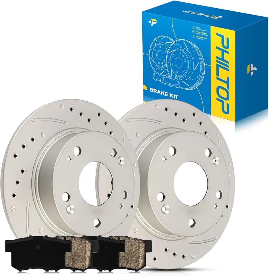 PHILTOP Rear Drilled and Slotted Brake Rotors kit for Accord, TSX