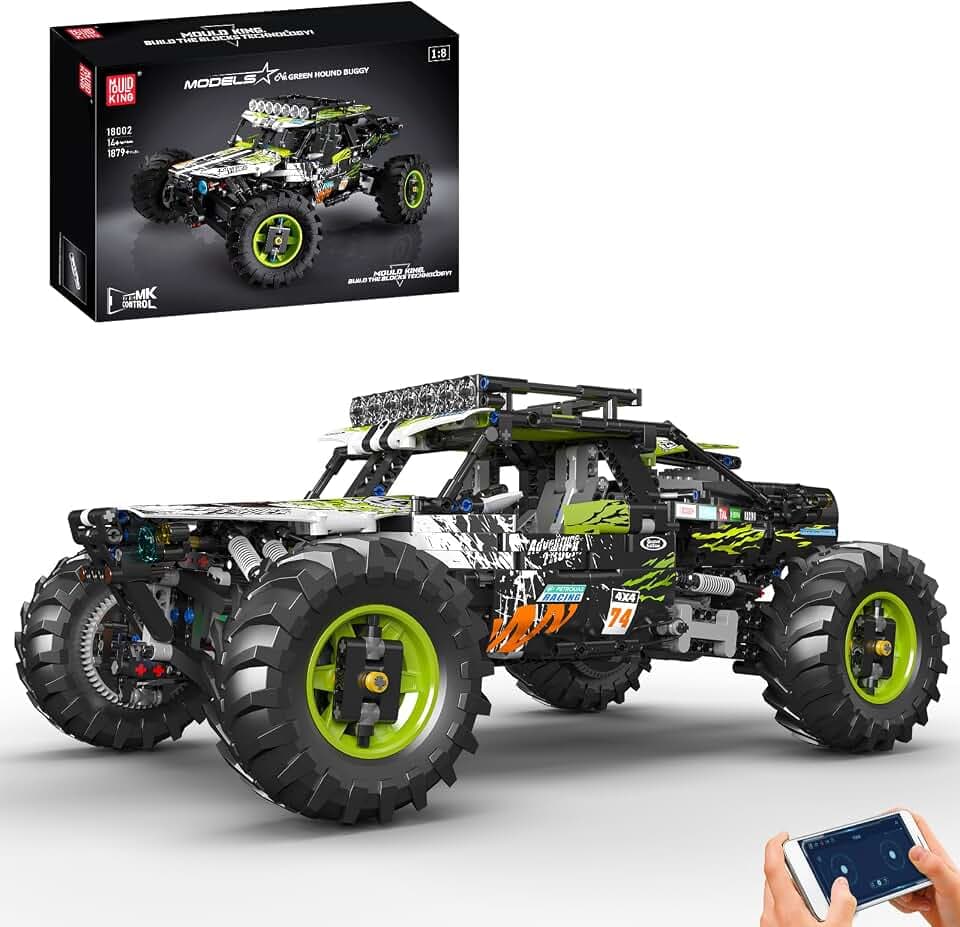 Mould King 18002 Technik Geländewagen Offroad-Buggy, RC Klemmbaustein-Modellbausatz mit Motoren, Geschenk für Erwachsene (1890 Teile)