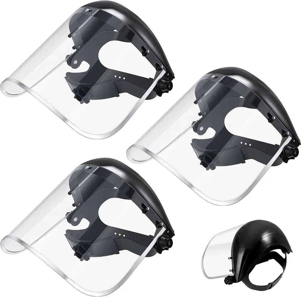 Copkim 3 Pack Face Shield Grinding Cutting, Clear Visor, PET Black