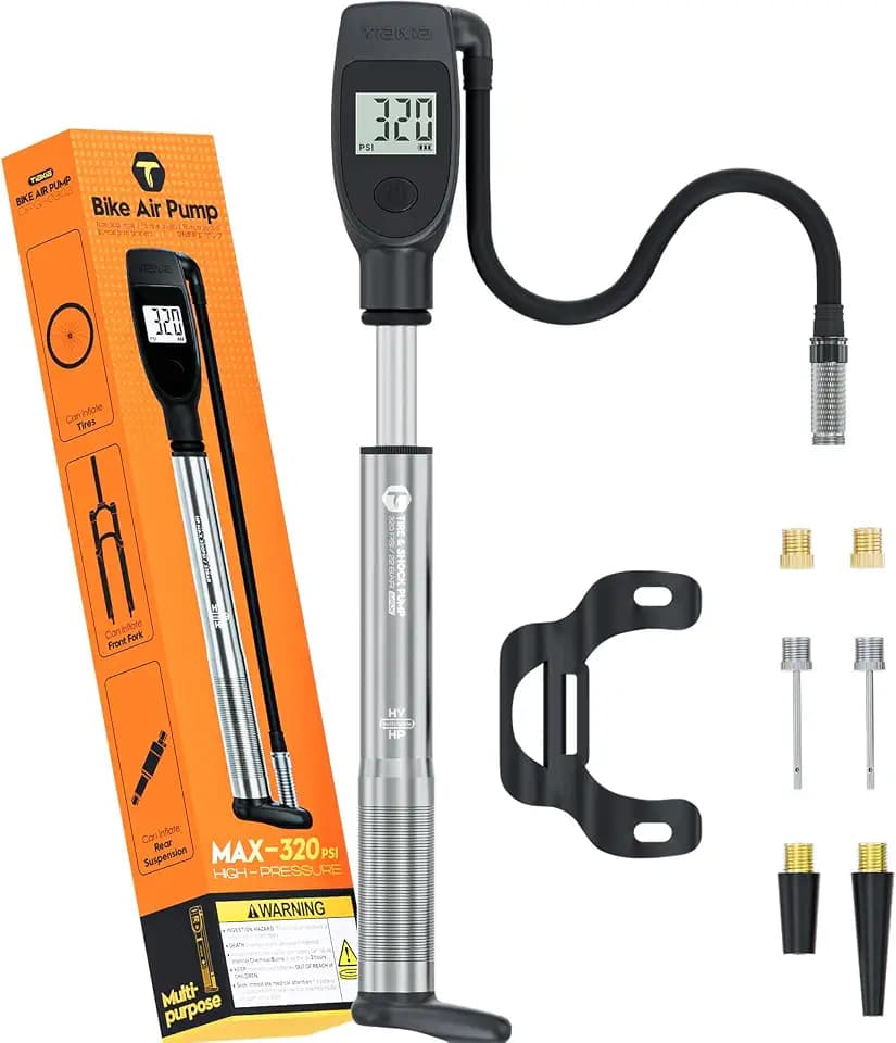 Tiakia Digital Shock Pump, 320PSI High Pressure with Gauge for Front Fork