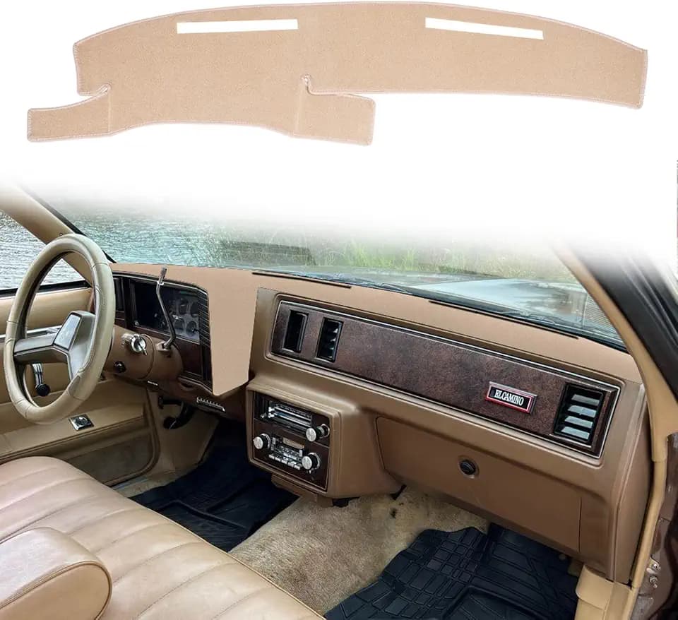 Dashboard Cover Custom Fit for 1981 1982 1983 1984 1985 1986 1987 1988 Chevy Chevrolet Monte Carlo,El Camino,Malibu/GMC Caballero,Dash Cover Mat Pad Carpet Protector (Beige)