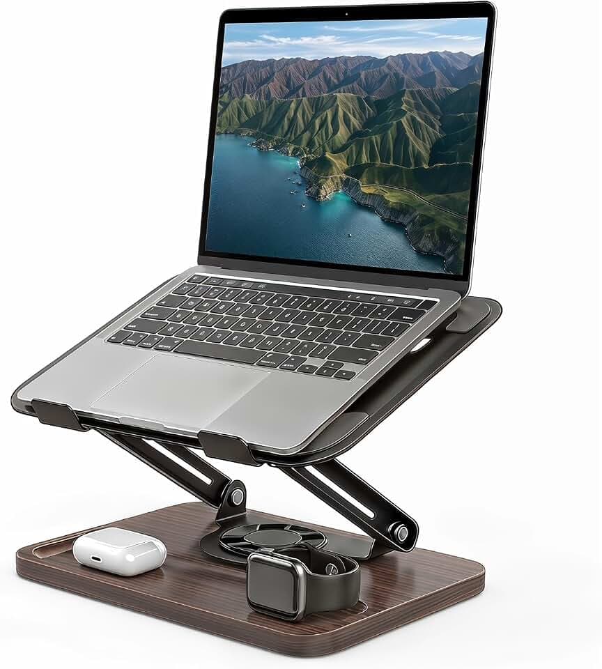 Laptop Stand for Desk,Adjustable Computer Stand with 360° Rotating Base,Foldable & Portable Laptop Stand,Ergonomic Laptop Riser for Collaborative Work,Fits up to 15.6" Notebooks/Laptops