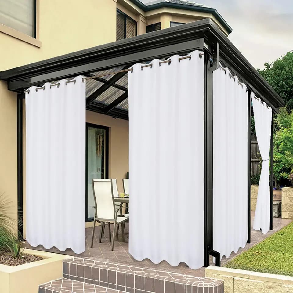 BONZER Waterproof Outdoor Curtains for Patio Porch Pergola Cabana