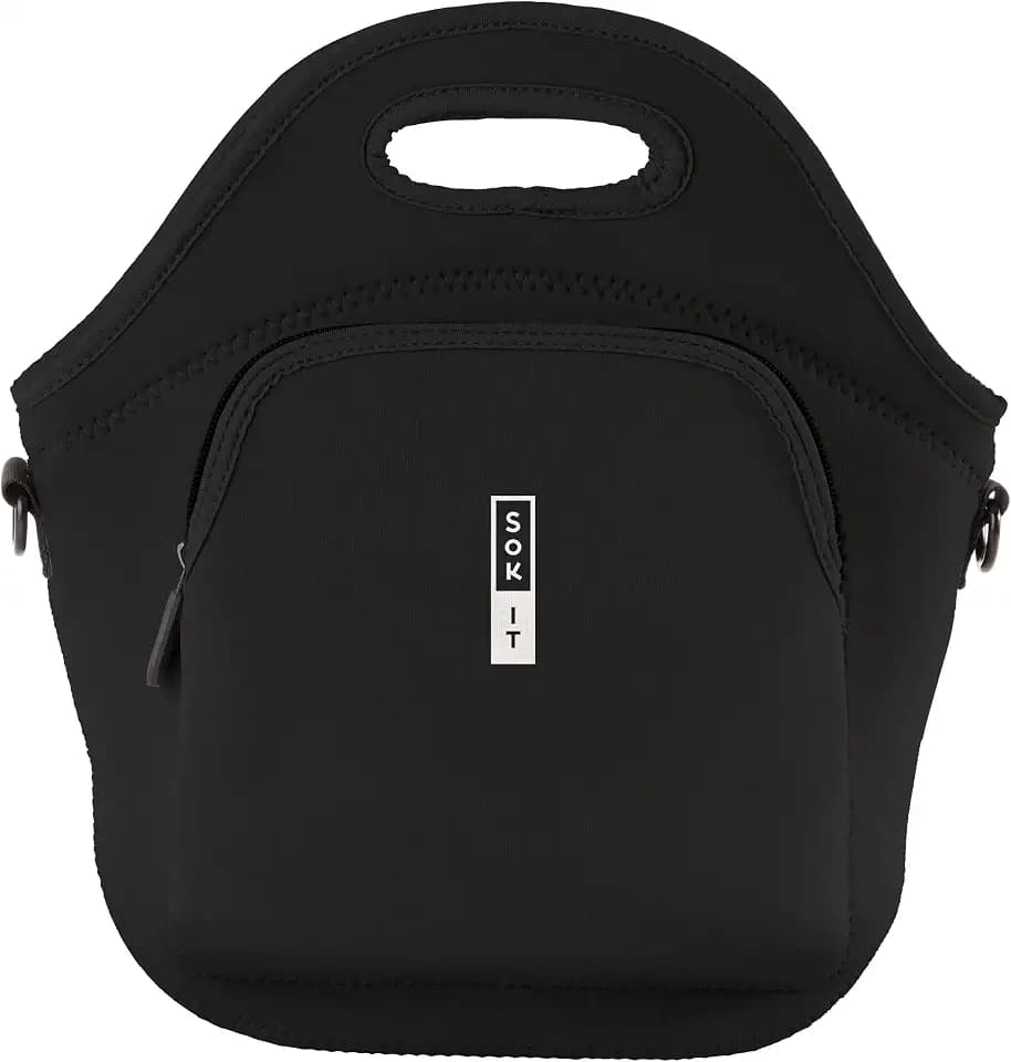 Sok It LunchTote Zippered Bag Insulated Neoprene Caddy (Black, X-Large 6.5 Quart Lunch Tote)
