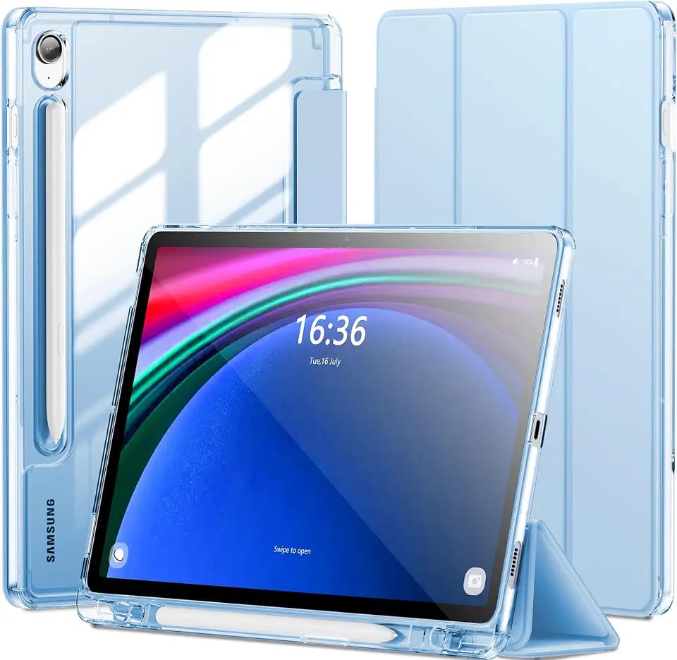 INFILAND Case for Samsung Galaxy Tab S10 Lite /S10 FE/ S9 FE 5G 10.9 Inch/Tab S9 11 Inch with S Pen Holder, Slim Clear Protective Cover Support Auto Wake/Sleep (Blue)