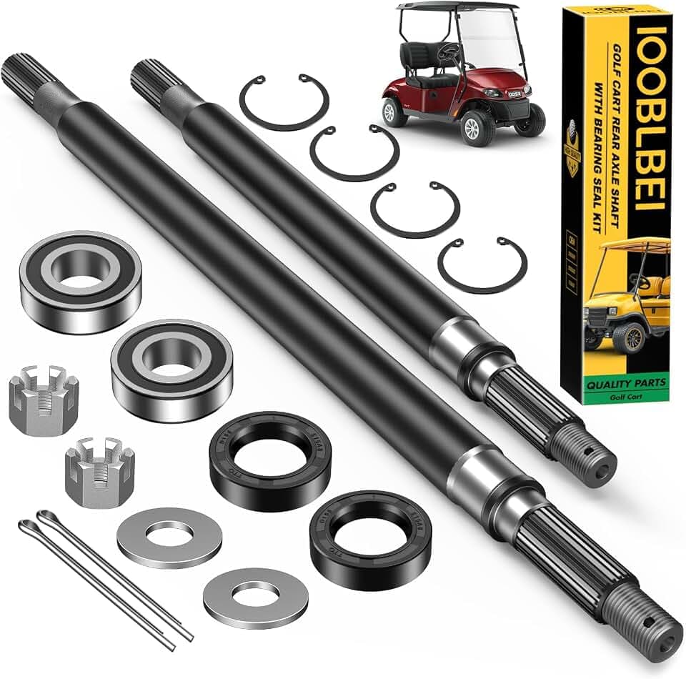 Golf Cart Rear Axle Shaft Kit, EZGO TXT Rear Axle Shaft with Bearing Seal Kit for 1994-2013 EZGO TXTMedalist Electric Models, EZGO Rear Spline Axle Shaft, OEM Replace# 20377-G12, 20377-G11