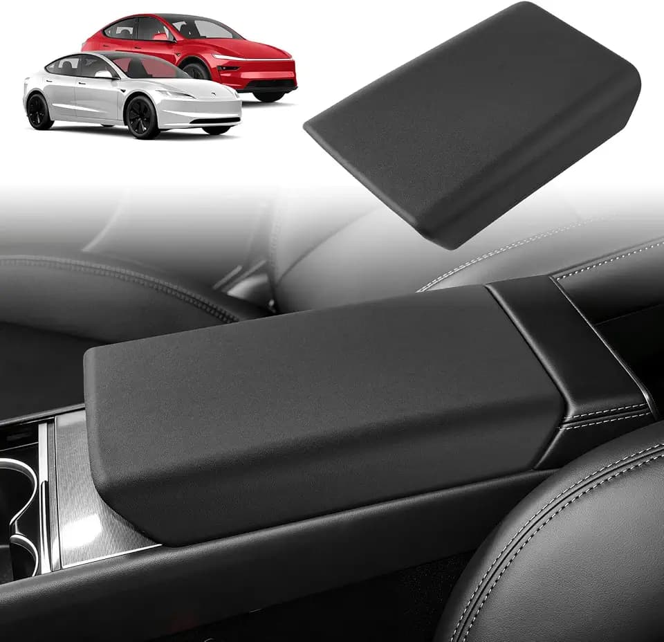 Shademax Center Console Armrest Cover for Tesla Model Y Juniper 2025-2026 / Model 3 Highland 2024-2026 Non-Slip Waterproof Armrest Box Lid Pad Protection TPE Material Juniper Interior Accessories