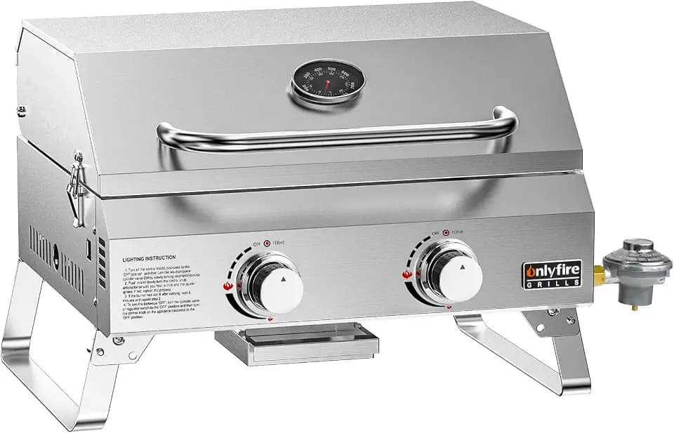 ONLYFIRE GRILLS Tabletop Gas Grill 2 Burners, Portable BBQ Grill, GS322