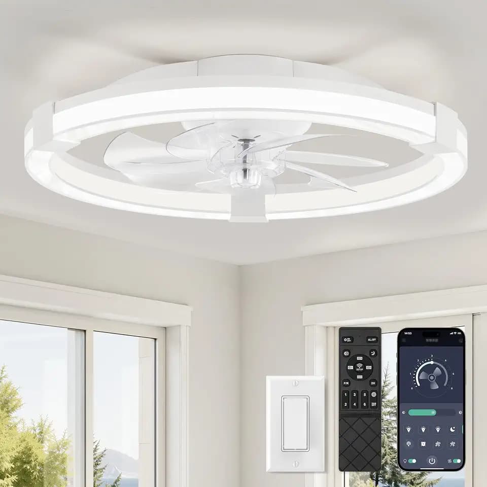 LEDIARY Ceiling Fans with Light 20 Inch Low Profile Ceiling Fan with Remote
