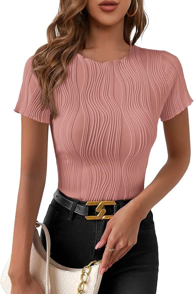 PRETTYGARDEN Women Summer Textured Knit Fitted Crop Tops