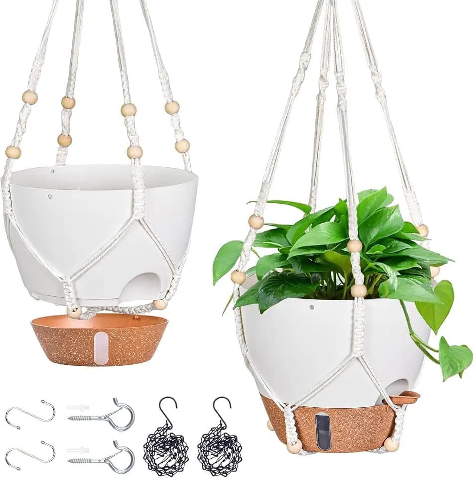 10 Inch Self Watering Hanging Planters for Indoor Outdoor Plants, 2 Pack