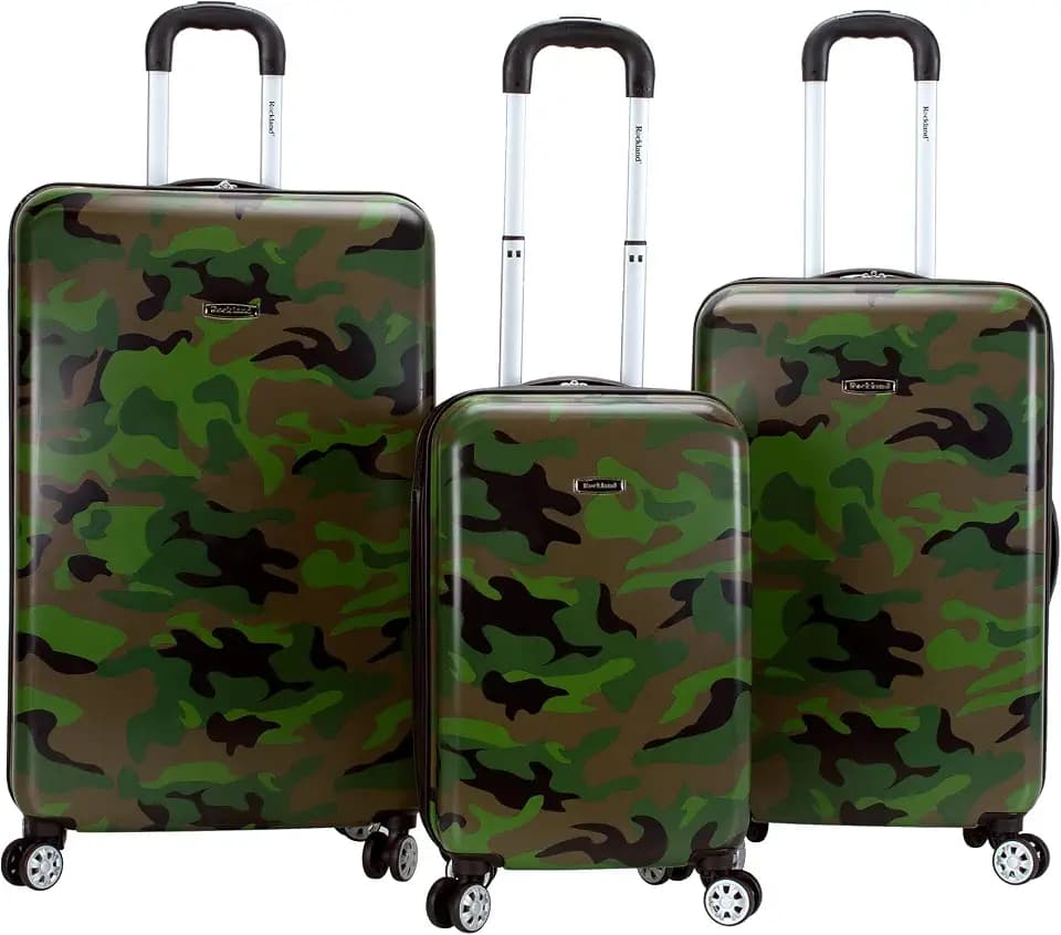 Rockland Safari Hartschalen-Trolley, Camouflage, Einheitsgröße, 3-teiliges Safari-Set aus Polycarbonat/ABS