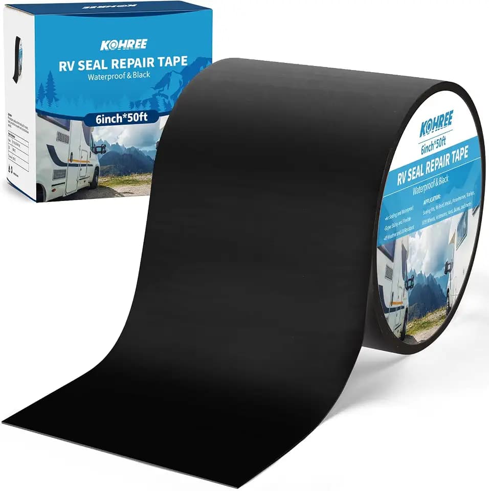 Kohree Butyl Sealant Tape, 6Inch x 50 Foot RV Roof Tape Black