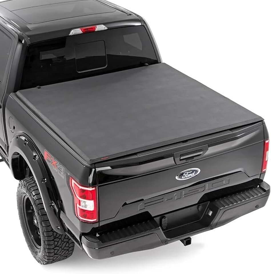 Rough Country Soft Tri-Fold Tonneau Cover for Ford F-150 (2015-2020) - Weather-Resistant Truck Bed Cover, F150 Accessories