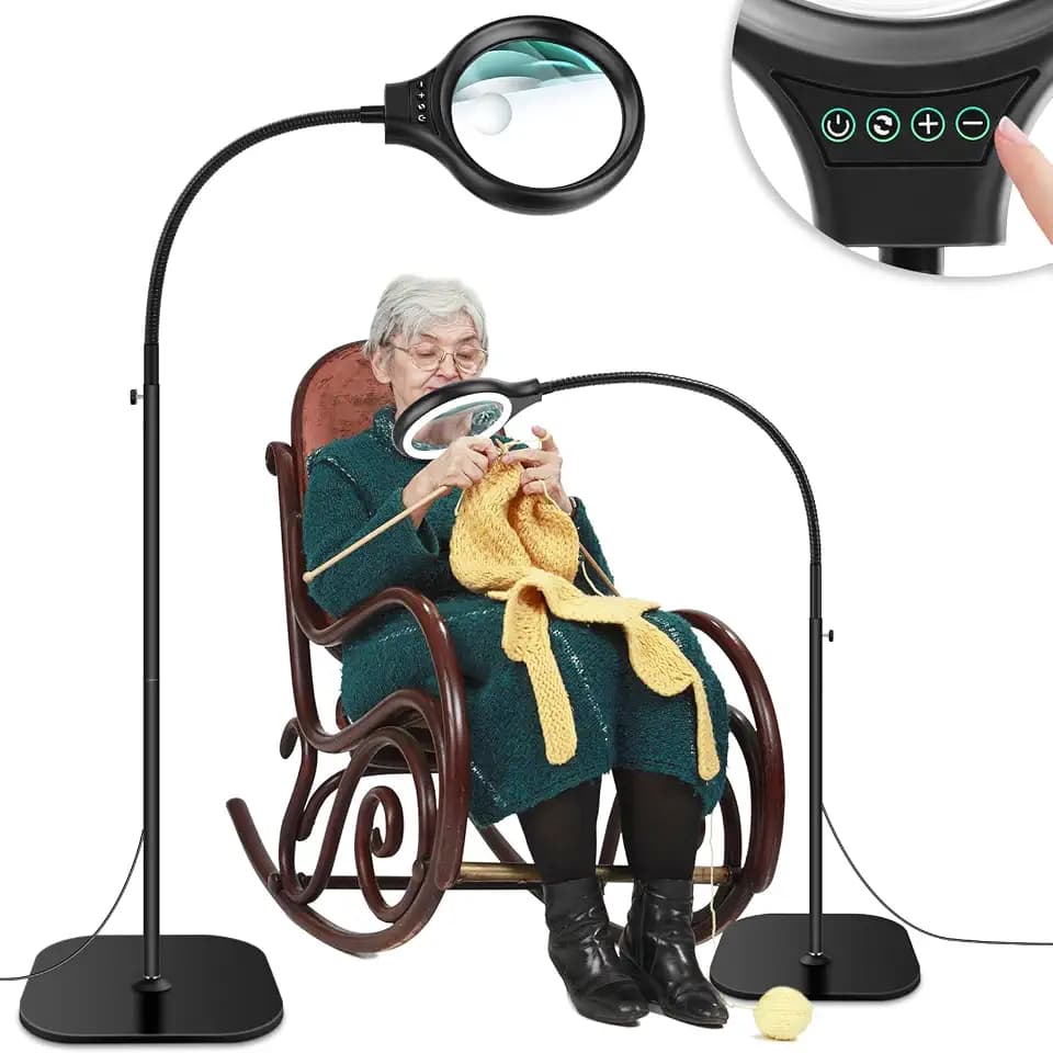 NZQXJXZ 30X 10X Lupe mit Licht und Ständer, 2-in-1 Lupenlampe mit Flexiblem Schwanenhals und 36 Einstellbare Helligkeits-LEDs, 3 Farbmodi, Lupenleuchte zum Naharbeit, Nähen, Basteln, Hobbys