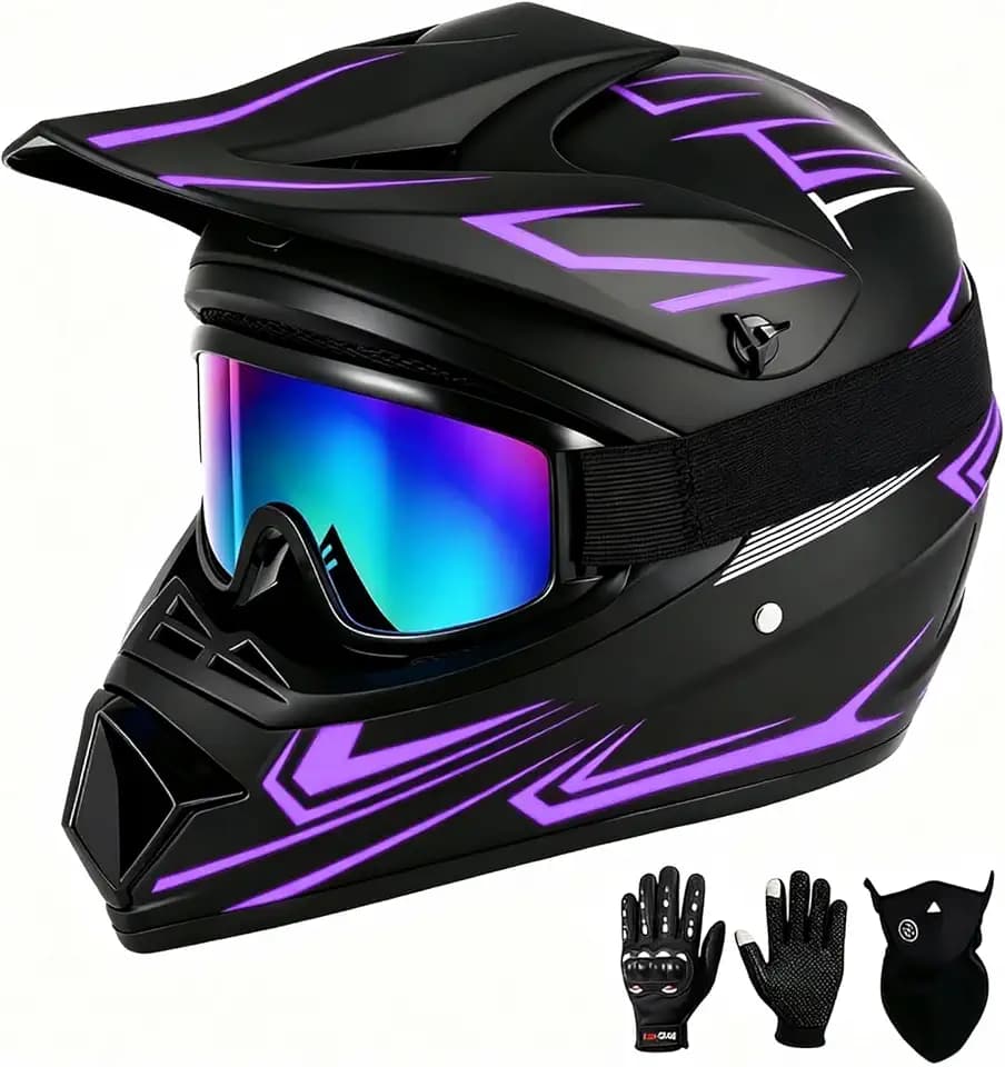 SPARK DOT Certified Youth Kids Dirt Bike Motocross ATV Helmets 4Pcs Set