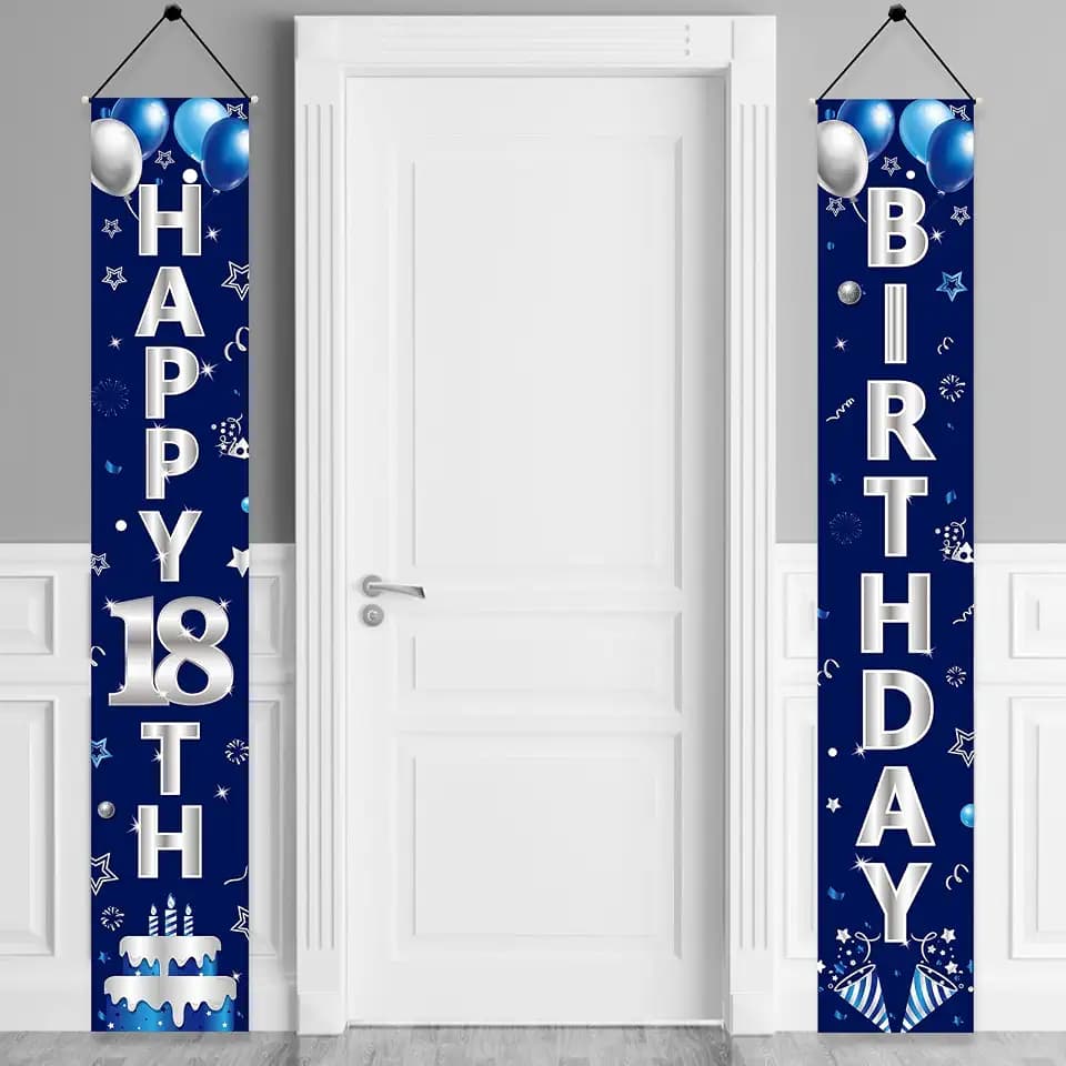 Turypaty Happy 18th Birthday Door Banner Porch Sign decorations Supply Boys