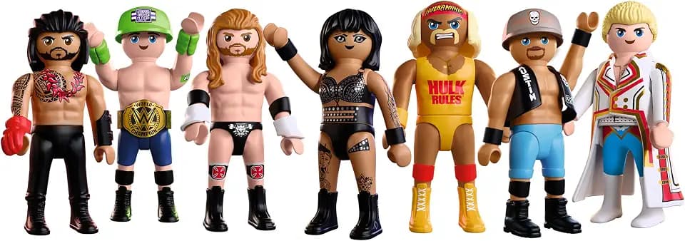 PLAYMOBIL | WWE Figuren Set | Wrestling-Stars mit Hulk Hogan, Stone Cold Steve Austin, Roman Reigns, Cody Rhodes, Rhea Ripley, Triple H & John Cena | Für Kinder ab 4 Jahren | 210527