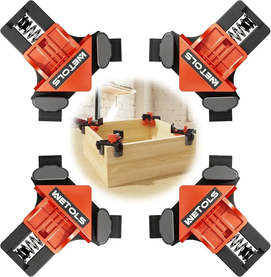 WETOLS 90 Degree Corner Clamp Set, 4 Pcs Adjustable Clamps for Woodworking