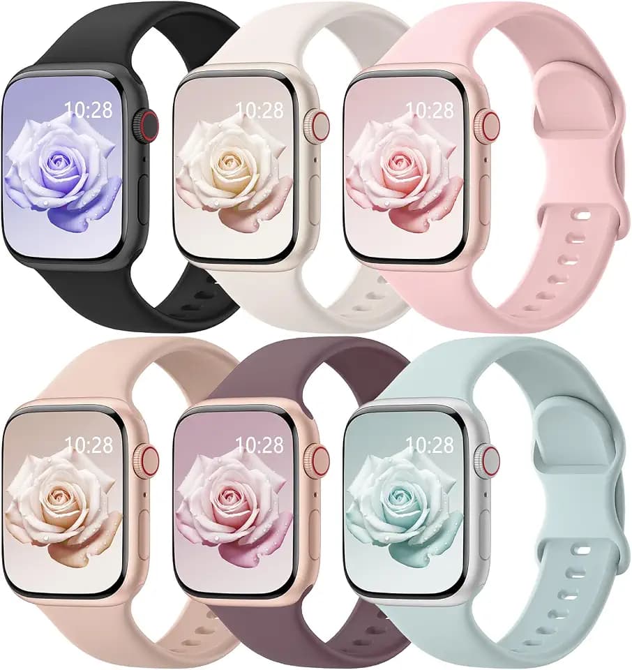 6 Pack Silicone Sport Bands Compatible with Apple Watch Bands for Women Men