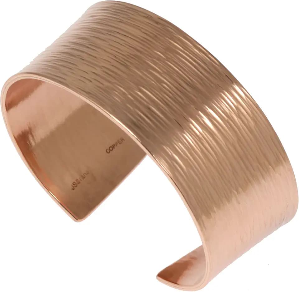John S. Brana 1 Inch Wide Bark Copper Cuff Bracelet Handmade Jewelry - 100% Solid Uncoated Copper