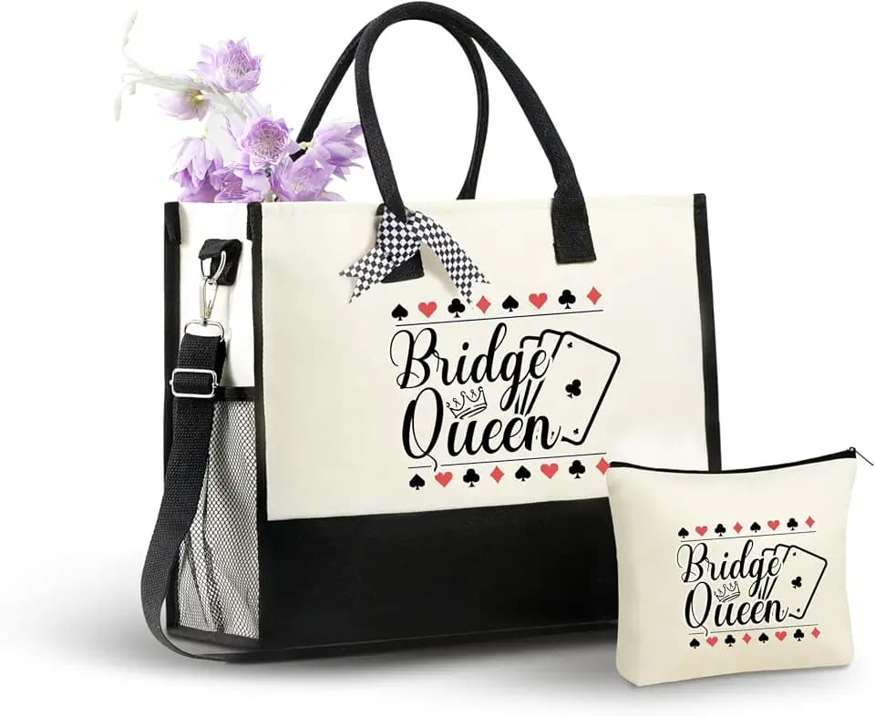 InnoBeta Bridge Players Gifts for Women Canvas Tote Bag, Bridge Players Bag